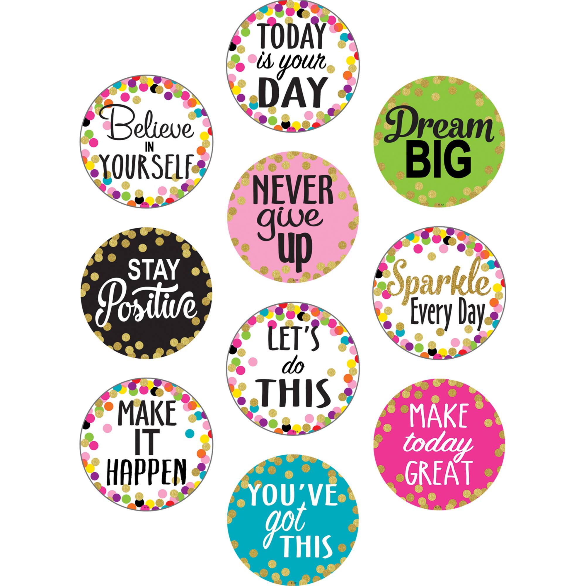 Teacher Created Resources Confetti Positive Sayings Accents, 3 Packs of 30